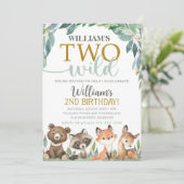Woodland Verjaardag Uitnodiging Twee Wild Uitnodig (Staand voorkant)