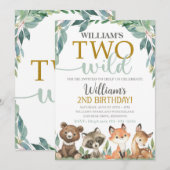Woodland Verjaardag Uitnodiging Twee Wild Uitnodig (Voorkant / Achterkant)