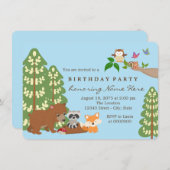 Woodland verjaardagsfeestje kaart (Voorkant / Achterkant)