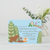 Woodland verjaardagsfeestje kaart (Staand voorkant)