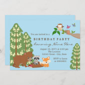 Woodland verjaardagsfeestje kaart (Voorkant / Achterkant)