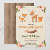 Woodland verjaardagsuitnodigingskaart kaart (Voorkant / Achterkant)