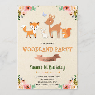 Woodland verjaardagsuitnodigingskaart kaart