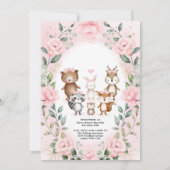 Woodland Virtual Baby shower Blush Bloemdieren Kaart (Achterkant)