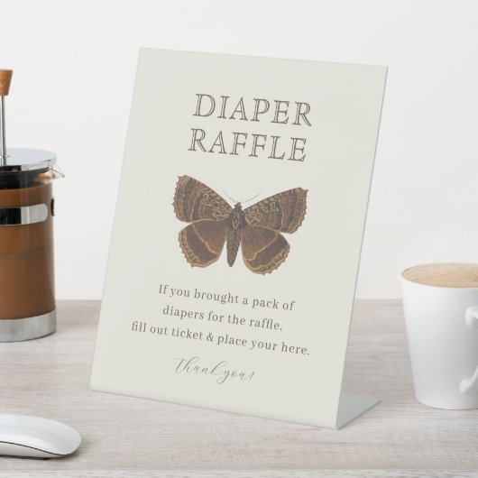 Woodland  vlindermot luier Raffle Reclamebord Met Voetstuk (Insitu)