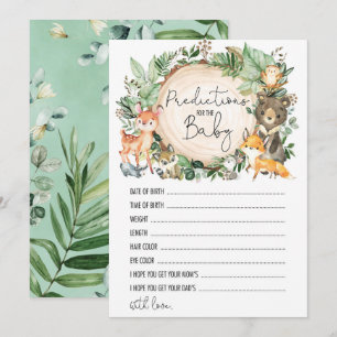 Woodland voorspellingen voor de Baby shower Game K Kaart