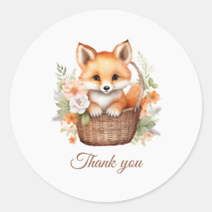 Woodland Vos Baby Shower Bedankt  Ronde Sticker