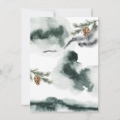 Woodland vos Waterverf Mountain bruiloft Kaart (Achterkant)