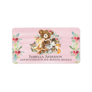 Woodland vrienden Girls Baby shower Adres Label