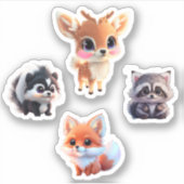 Woodland vrienden vos stinkdier wasbeer herten sticker (Voorkant)