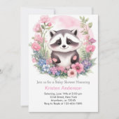 Woodland wasbeer roze avontuur meisje Baby shower Kaart (Voorkant)