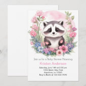 Woodland wasbeer roze avontuur meisje Baby shower Kaart (Voorkant / Achterkant)