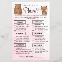 Woodland Wat is er op je telefoon Shower game card