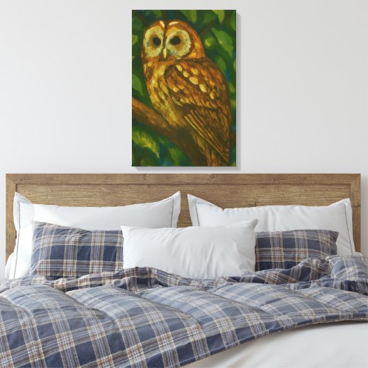 Woodland Watcher - Realistische uil kunst Canvas Afdruk (Insitu (Slaapkamer))