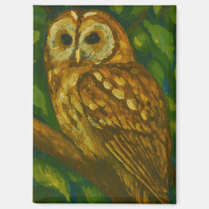Woodland Watcher - Realistische uil kunst Magneet