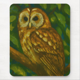 Woodland Watcher - Realistische uil kunst Muismat