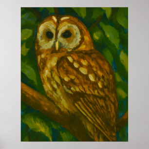 Woodland Watcher - Realistische uil kunst Poster
