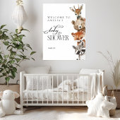 Woodland Watercolor Animals Modern Baby shower Poster