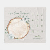 Woodland Watercolor Floral Monthly milestone  Fleece Deken (Voorkant (Horizontaal))