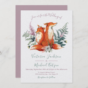 Woodland Watercolor Fox Wedding Notes Kaart