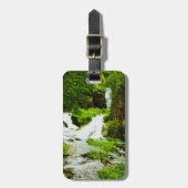 Woodland Waterfall in Summer Abstract Bagagelabel (Voorkant verticaal)