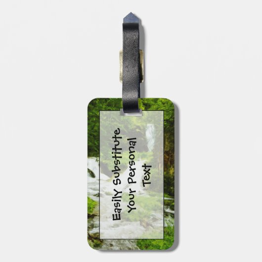 Woodland Waterfall in Summer Abstract Bagagelabel (Achterkant verticaal)