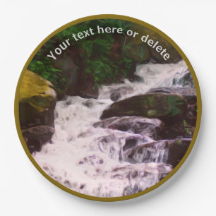 Woodland Waterfall Natuur Art Personalized Party Papieren Bordje