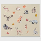 Woodland Waterverf Animal Forest Fox Deer Rabbit Cadeaupapier (Vlak)