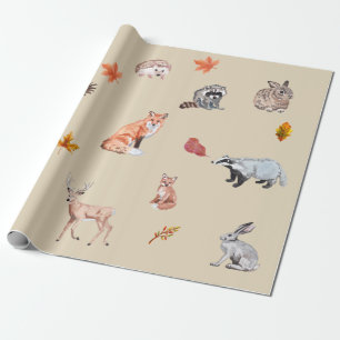 Woodland Waterverf Animal Forest Fox Deer Rabbit Cadeaupapier