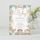 Woodland Waterverf Animals Baby shower Invitation Kaart (Staand voorkant)