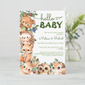 Woodland Waterverf Baby Jongensdouche Kaart (Staand voorkant)