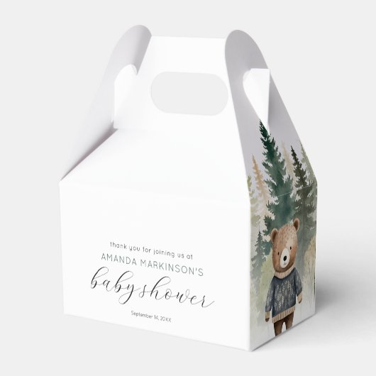Woodland Waterverf Baby shower Bedankdoosjes (Achterkant)
