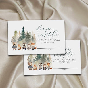 Woodland Waterverf Baby shower Luier Raffle Informatiekaartje