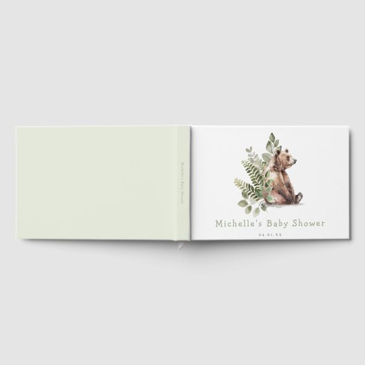 Woodland Waterverf Beer Baby shower Gastenboek (Volledig)