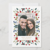 Woodland Waterverf Berries Lijst kerstfoto Feestdagenkaart (Voorkant)