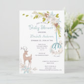 Woodland Waterverf Bloemen Baby shower Jongen Kaart (Staand voorkant)