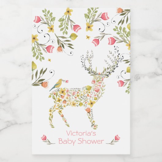 Woodland Waterverf bloemenhert mini wijnlabels Wijn Etiket (Enkel label)