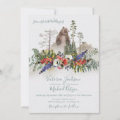 Woodland Waterverf Bos Beer Bruiloft Kaart (Voorkant)