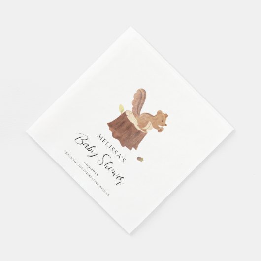 Woodland Waterverf Eekhoorn Herfst Baby shower Servet (Hoek)