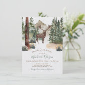 Woodland Waterverf Forest Birthday Invitation Kaart (Staand voorkant)