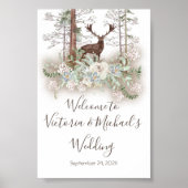Woodland Waterverf Forest Deer Welkomstteken Poster (Voorkant)