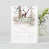 Woodland Waterverf Forest Herten Baby shower Kaart (Staand voorkant)