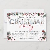 Woodland Waterverf Forest Kerstparty Kaart (Voorkant)