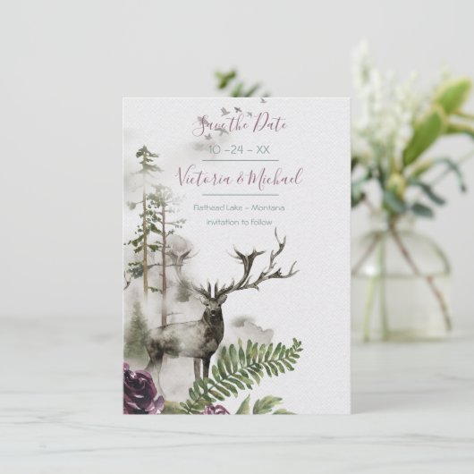 Woodland Waterverf Forest Save the date Bedankkaart (Staand voorkant)