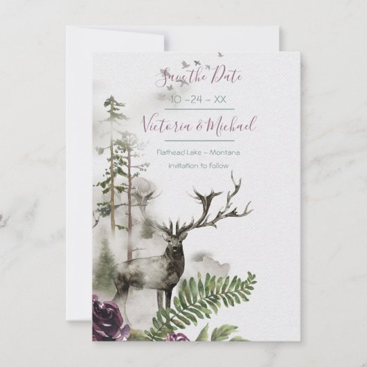 Woodland Waterverf Forest Save the date Bedankkaart (Voorkant)