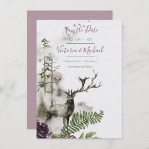 Woodland Waterverf Forest Save the date Bedankkaart