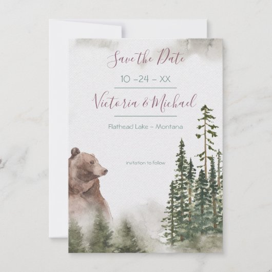 Woodland Waterverf Forest Save the date Kaart (Voorkant)