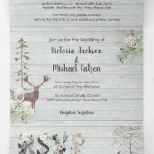 Woodland Waterverf Forest Wedding Tri-Fold Invita Drieluik Uitnodiging (Binnenkant midden)