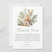 Woodland Waterverf Fox Baby shower Dank u Bedankkaart (Voorkant)