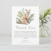Woodland Waterverf Fox Baby shower Dank u Bedankkaart (Staand voorkant)